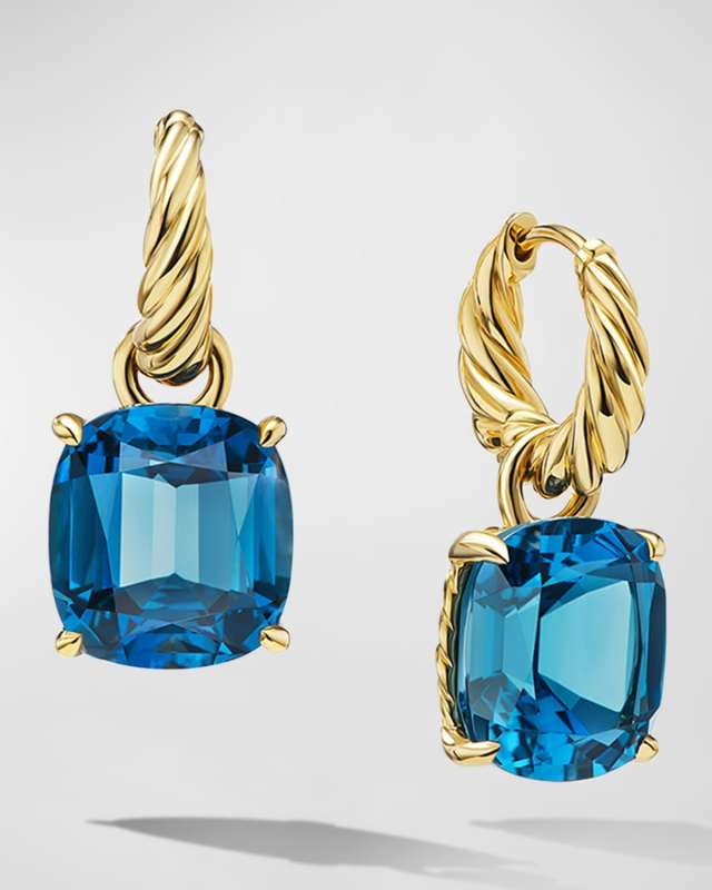 Marbella Hoop Earrings with Gemstone in 18K Gold, 12x11mm
